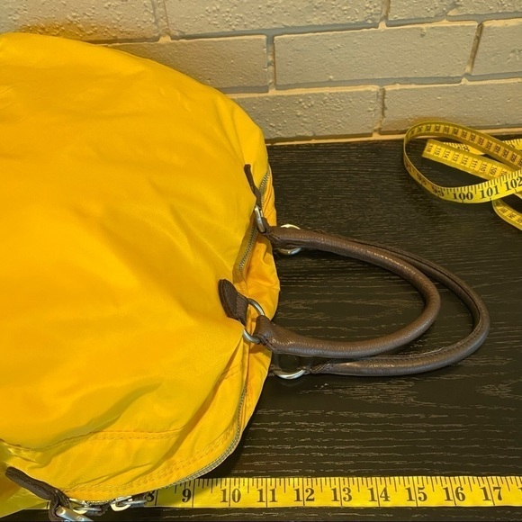 LIEBESKIND Berlin Yellow Adriana Large Nylon Leather Bag Sporty Satchel Purse - Picture 10 of 13